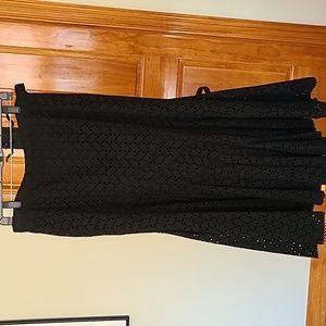 Coldwater Creek Fully Lined Black Eyelet Maxi Skirt Size M
